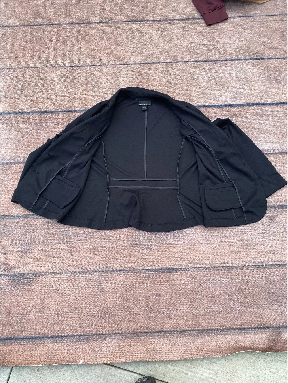 Lane Bryant minimalist heavy knit ponte unlined black two button blazer 18